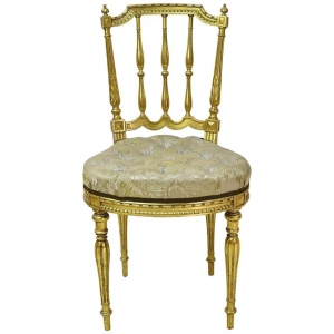 Louis XVI Style Gilded Salon Chair with Upholstered Seat, France