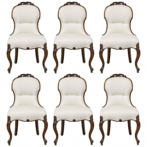 Set of Six Dining Chairs with Upholstered Seat & Back, Denmark, circa 1840