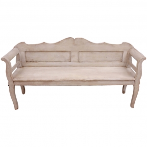 Austrian Bench with Gustavian White/Grey Paint, circa 1840