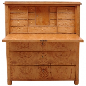 Swedish Biedermeier Chest with Fall-front Secretary in Birch, circa 1830