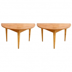 Pair of Swedish Demi-Lune Tables with Faux Bois Finish, c. 1790