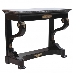 Second Empire Ebonized Console with Ormolu Mounts and Negro Marquina Marble Top