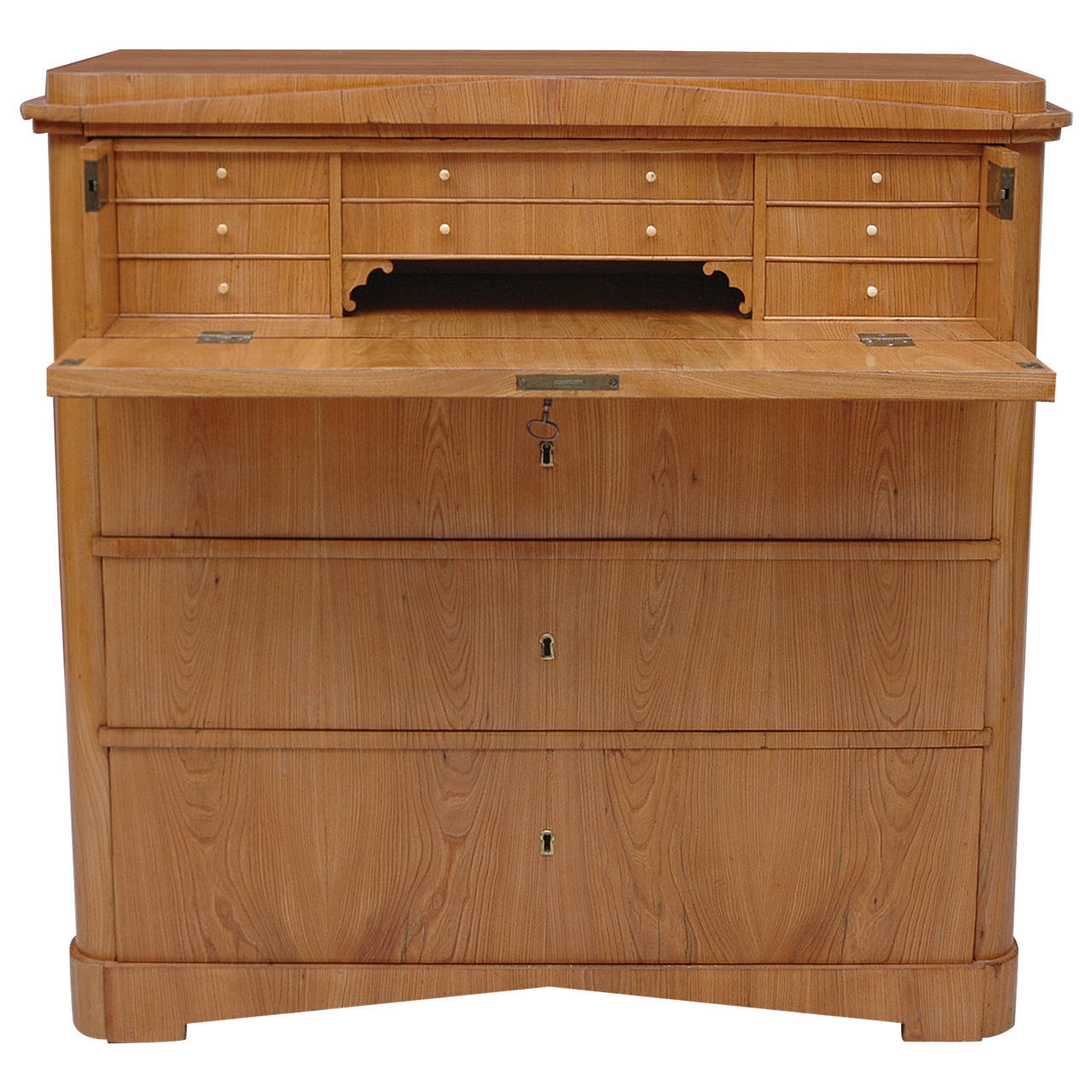 Biedermeier Ash Chest Of Drawers With Fold Down Drawer Front