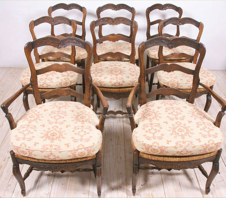 Set Of Eight 8 French Provincial Louis Xv Style Dining Chairs C 1830 Bonnin Ashley Antiques Miami Fl