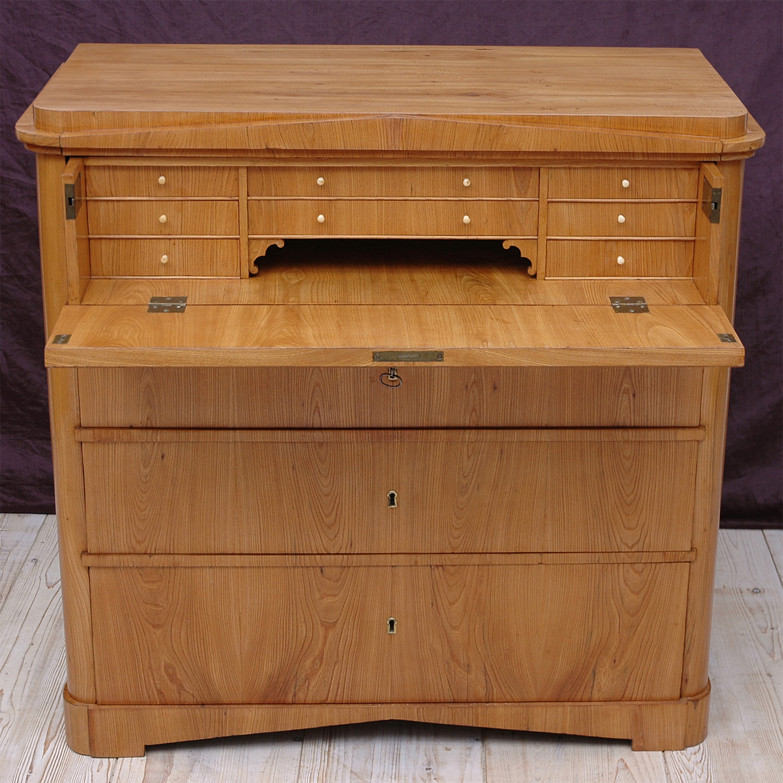 Biedermeier Ash Chest Of Drawers With Fold Down Drawer Front