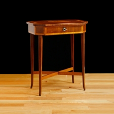 Work Table in Mahogany with Marquetry with lift-top containing divided & lidded compartments, Northern Europe, c. 1825