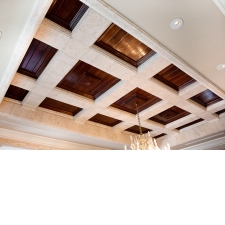 Coffered Ceiling with Black Walnut Wood Panels