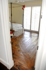 Custom Millwork - Antique Pine Floors Laid in Traditional Scandinavian Pattern