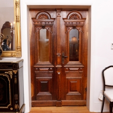 19th Century Belle Epoque Doors in Carved Oak with Glass