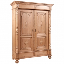 German Two Door Pine Armoire with Full Columns and Paneled Doors, c.1895