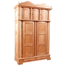 Rare Five-Door Pine Armoire with Bowed-Paneled Doors, Scandinavian,  c. 1835