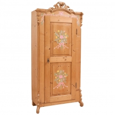 Armoire in Pine with later painting of flowers & festoons, Germany, c. 1850