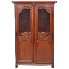 French Marriage Armoire in Carved Oak from Normandy