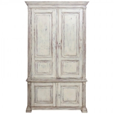 Painted Swedish Armoire with Raised Panels and Fluted Pilasters, circa 1850