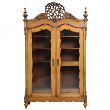 19th Century Dutch Wilhelm II Oak Armoire/Vitrine or Bookcase/Linen Cabinet
