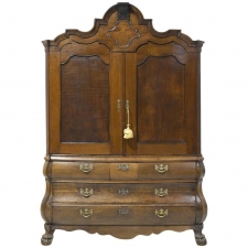 18th Century Dutch Bombe Kast or Cupboard in Oak, Dated 1783