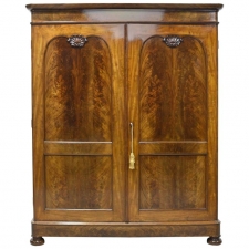 Large French Louis Philippe Armoire in Figured Mahogany with Original Interior