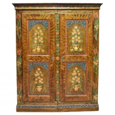 19th Century French Marriage/Dowry Armoire from Alsace with Painted Flowers & Doves, circa 1830