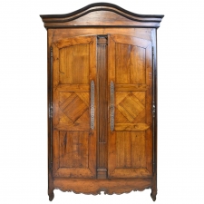 18th Century Country French Armoire in Walnut with Arched Bonnet, circa 1760