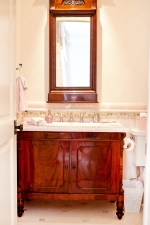 Custom Louis Philippe Antique Cabinet with New Marble Top