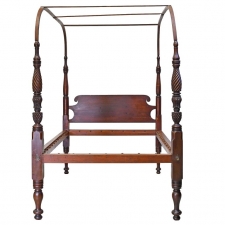 American Four Poster "Field" Bed w/ Arched Canopy, Carved & Turned Posts, c 1815