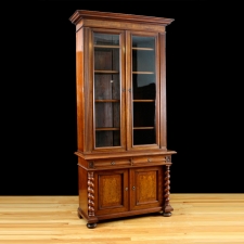 Antique Bookcase in Walnut & Burled Walnut, Northern Europe, c.1890