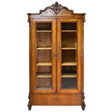 Louis Philippe Vitrine or Bookcase in Walnut, circa 1860