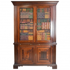 Decorative Faux Bookcase Cabinet in 2 Parts, Assembled from Antique Elements