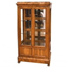 Small Antique French Louis Philippe Bookcase / Vitrine in Walnut with Glass Panels, circa 1850