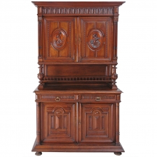 French Renaissance Style Buffet a Deux Corps in Carved Walnut, circa 1880