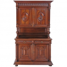 French Renaissance Style Buffet a Deux Corps in Carved Walnut, circa 1880