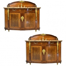 Pair of French Empire-Style Vanities in Mahogany w/ Ormolu & Marble Tops, circa 1910