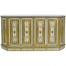 Early 20th Century Venetian Style Console with Gold Leaf & White Marble Top