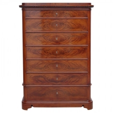 Biedermeier Tall Chest of Drawers in Mahogany, Northern Europe, circa 1840