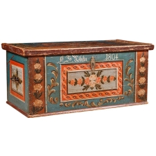 Pine Bridal Chest with Original Paint, Austria, dated 1804