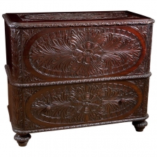 Anglo Caribbean Carved Chest in Mahogany, West Indies, c. mid to late 1800's