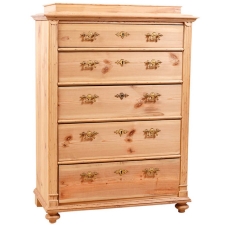 Antique Danish Five Drawer Tall Chest in Pine, c.1880