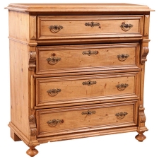 German Gründerzeit Four-Drawer Chest of Drawers in Pine, circa 1890