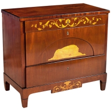 Empire Chest of Drawers in Mahogany with Marquetry, Denmark, c. 1815