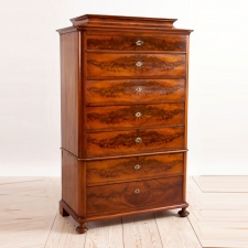 Chest of Drawers in Book-matched Mahogany, Northern Europe, c. 1860