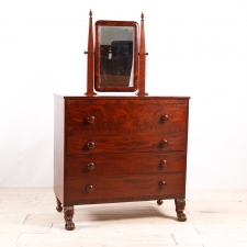 Antique American Empire Chest of Drawers with Vanity Mirror, Maine, c.1835