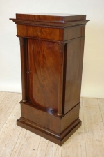 Antique Classical Danish Biedermeier Pedestal Cabinet in Cuban Mahogany with Bowed Door and Full Columns, c.1830