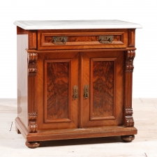 Antique Grunderzeit Cupboard in Walnut with Marble Top, Northern Europe, c.1890