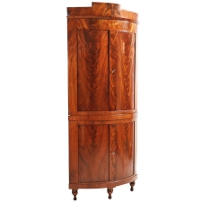 Bow Front Danish Empire Corner Cabinet or Cupboard in Mahogany, circa 1810