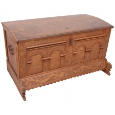 Carved Oak Marriage or Dowry Chest, dated 1735