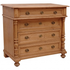 Antique Pine Gründerzeit Chest of Drawers with Columns, circa 1880