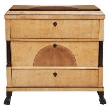 Empire or Biedermeier Chest with Secretary in Birch with Ebonized Details