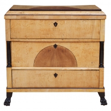 Empire or Biedermeier Chest with Secretary in Birch with Ebonized Details