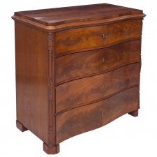 Louis Philippe Chest of Drawers in Mahogany with Serpentine Front