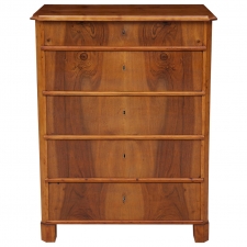 Biedermeier Chest of Drawers in Figured Walnut and Birch, circa 1845